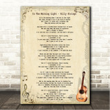 Billy Strings In The Morning Light Vintage Guitar Song Lyric Wall Art Canvas Framed Print