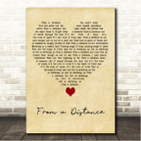 Bette Midler From a Distance Vintage Heart Song Lyric Wall Art Canvas Framed Print