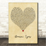 Beyoncé Brown Eyes Vintage Heart Song Lyric Wall Art Canvas Framed Print