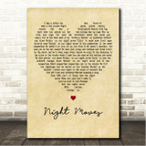Bob Seger Night Moves Vintage Heart Song Lyric Wall Art Canvas Framed Print