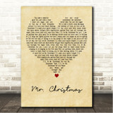 Brett Eldredge Mr. Christmas Vintage Heart Song Lyric Wall Art Canvas Framed Print