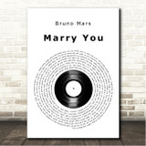 Bruno Mars Marry You Vinyl Record Song Lyric Wall Art Canvas Framed Print