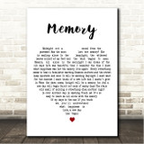 Barbra Streisand Memory White Heart Song Lyric Wall Art Canvas Framed Print