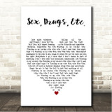 Beach Weather Sex, Drugs, Etc. White Heart Song Lyric Wall Art Canvas Framed Print