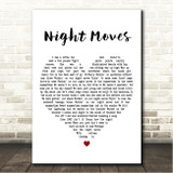 Bob Seger Night Moves White Heart Song Lyric Wall Art Canvas Framed Print
