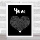 James Arthur You Black Heart Song Lyric Quote Music Print