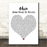 Bowling for Soup Ohio (Come Back to Texas) White Heart Song Lyric Wall Art Canvas Framed Print