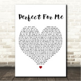 Bradley Marshall Perfect For Me White Heart Song Lyric Wall Art Canvas Framed Print