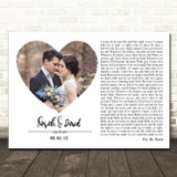 Burna Boy Ft Ed Sheeran For My Hand White Landscape Script Heart Wedding Photo Song Lyric Wall Art Canvas Framed Print