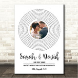 Barry White Can't Get Enough Of Your Love, Babe White Vinyl Record Wedding First Dance Photo Song Lyric Wall Art Canvas Framed Print