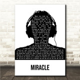 Calvin Harris & Ellie Goulding Miracle Black & White Man Headphones Song Lyric Wall Art Canvas Framed Print