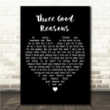 Connie Francis Three Good Reasons Black Heart Song Lyric Wall Art Canvas Framed Print