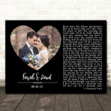 Christina Perri A Thousand Years Black Landscape Script Heart Wedding Photo Song Lyric Wall Art Canvas Framed Print