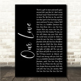 Curtis Harding ft. Jazmine Sullivan Our Love Black Script Song Lyric Wall Art Canvas Framed Print