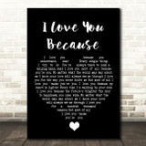 Jim Reeves I Love You Because Black Heart Song Lyric Quote Music Print