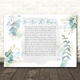 Callum Scott & Leona Lewis You Are The Reason Green & Gold Watercolour Leaves Song Lyric Wall Art Canvas Framed Print