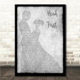 Christian French Head First Grey Man Lady Dancing Song Lyric Wall Art Canvas Framed Print