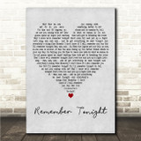 Caitlin McCarthy Remember Tonight Grey Heart Song Lyric Wall Art Canvas Framed Print