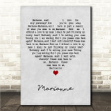 Cliff Richard Marianne Grey Heart Song Lyric Wall Art Canvas Framed Print