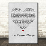 Coldplay We Never Change Grey Heart Song Lyric Wall Art Canvas Framed Print