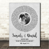 Calum Scott You Are The Reason Grey Vinyl Record Wedding First Dance Photo Song Lyric Wall Art Canvas Framed Print