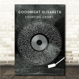 Counting Crows Goodnight Elisabeth Grunge Grey Vinyl Record Song Lyric Wall Art Canvas Framed Print