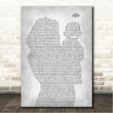 Cilla Black Alfie Mother & Baby Grey Song Lyric Wall Art Canvas Framed Print