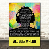 Chase & Status All Goes Wrong Multicolour Man Headphones Song Lyric Wall Art Canvas Framed Print