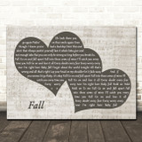 Clay Walker Fall Landscape Music Script Two Hearts Song Lyric Wall Art Canvas Framed Print