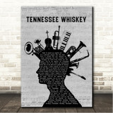 Chris Stapleton Tennessee Whiskey Musical Instrument Mohawk Song Lyric Wall Art Canvas Framed Print