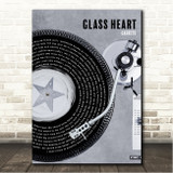Caskets Glass Heart Rustic Grey Blue Vinyl Record Song Lyric Wall Art Canvas Framed Print