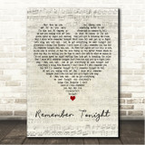 Caitlin McCarthy Remember Tonight Script Heart Song Lyric Wall Art Canvas Framed Print