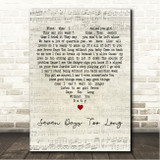 Chuck Wood Seven Days Too Long Script Heart Song Lyric Wall Art Canvas Framed Print