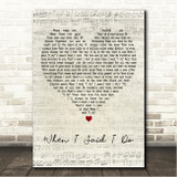 Clint Black When I Said I Do Script Heart Song Lyric Wall Art Canvas Framed Print