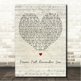 Cooper Alan Never Not Remember You Script Heart Song Lyric Wall Art Canvas Framed Print