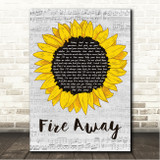 Chris Stapleton Fire Away Grey Script Sunflower Song Lyric Wall Art Canvas Framed Print