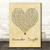 Caitlin McCarthy Remember Tonight Vintage Heart Song Lyric Wall Art Canvas Framed Print