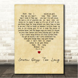 Chuck Wood Seven Days Too Long Vintage Heart Song Lyric Wall Art Canvas Framed Print