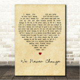 Coldplay We Never Change Vintage Heart Song Lyric Wall Art Canvas Framed Print