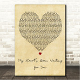 Craig David My Hearts Been Waiting for You Vintage Heart Song Lyric Wall Art Canvas Framed Print