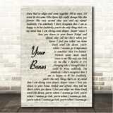 Chelsea Cutler Your Bones Vintage Script Song Lyric Wall Art Canvas Framed Print