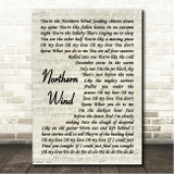 City And Colour Northern Wind Vintage Script Song Lyric Wall Art Canvas Framed Print