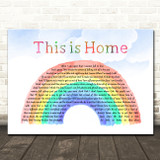 Cavetown Home Watercolour Rainbow & Clouds Song Lyric Wall Art Canvas Framed Print