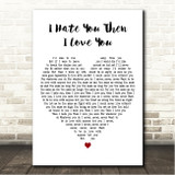 Céline Dion & Luciano Pavarotti I Hate You Then I Love You White Heart Song Lyric Wall Art Canvas Framed Print