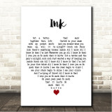 Coldplay Ink White Heart Song Lyric Wall Art Canvas Framed Print