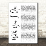 Cody Johnson With You I Am White Script Song Lyric Wall Art Canvas Framed Print