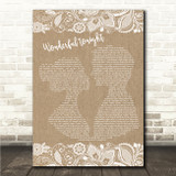 Damage Wonderful Tonight Burlap & Lace Song Lyric Wall Art Canvas Framed Print