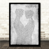Demi Lovato 4 EVER 4 ME Gay Couple Two Men Dancing Grey Song Lyric Wall Art Canvas Framed Print