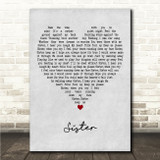 Dave Matthews Sister Grey Heart Song Lyric Wall Art Canvas Framed Print