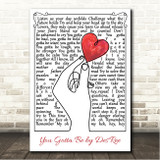 Des'Ree You Gotta Be Line Art Hand & Heart Song Lyric Wall Art Canvas Framed Print